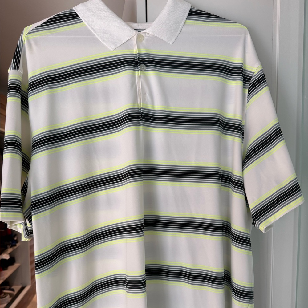 Nike Golf Dri-Fit White Polo with Black Stripes